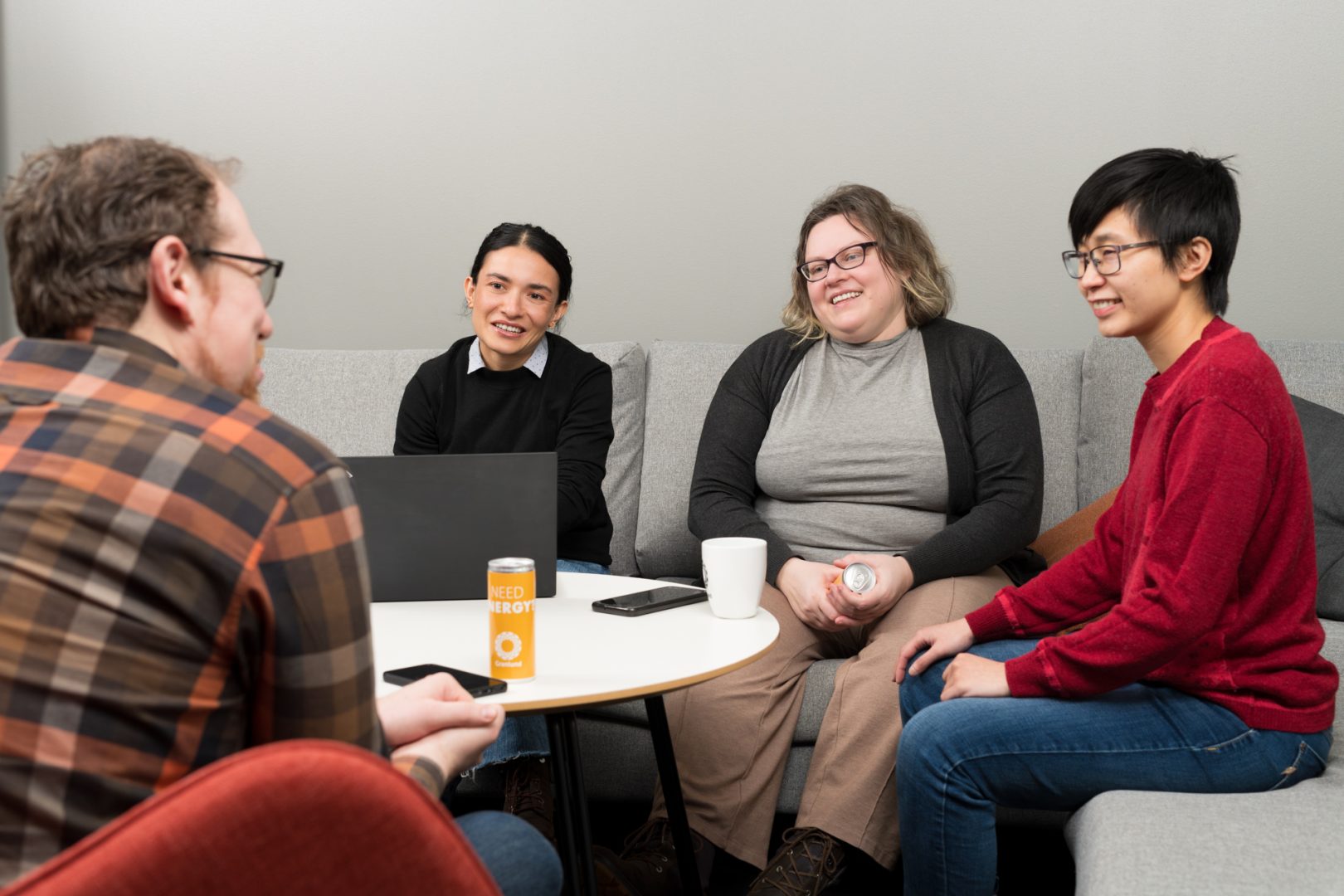 Granlund’s international employees are a valuable resource in developing the diversity of the work community and expanding expertise. Pictured: Davor Stjelja, Priyanka Thapa, Anna Korolyuk and Nhung Nguyen